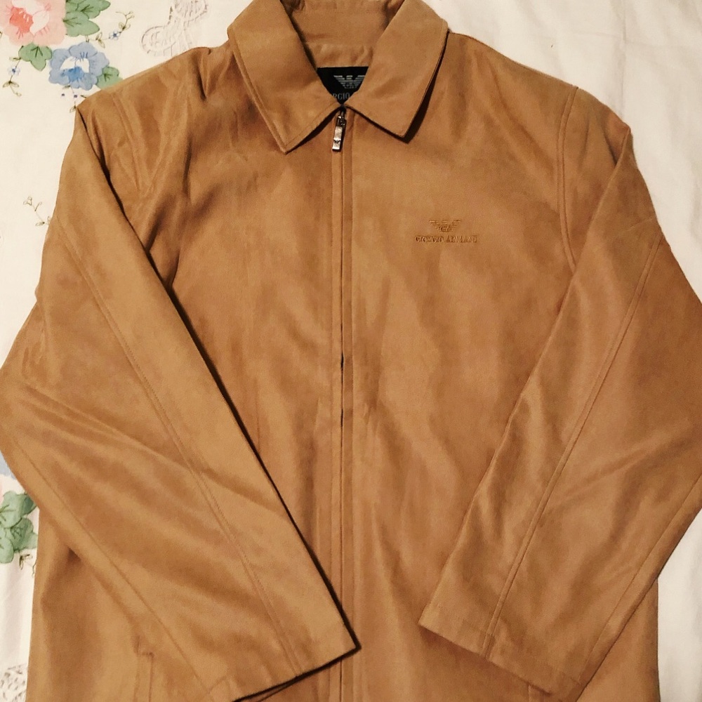 Giorgio Armani Zip up Collared Beige Jacket